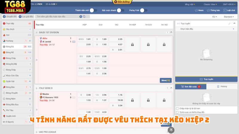 4 tính năng rất được yêu thích tại kèo hiệp 2 trực tuyến